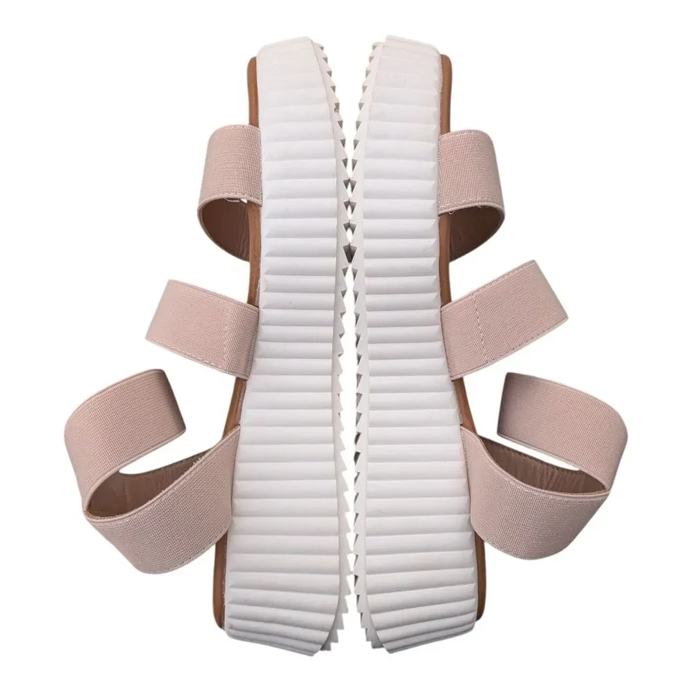 Madden Girl Women's Platform Sandals Sz 7.5 Blush Chunky Wedge Ankle Strap Y2K